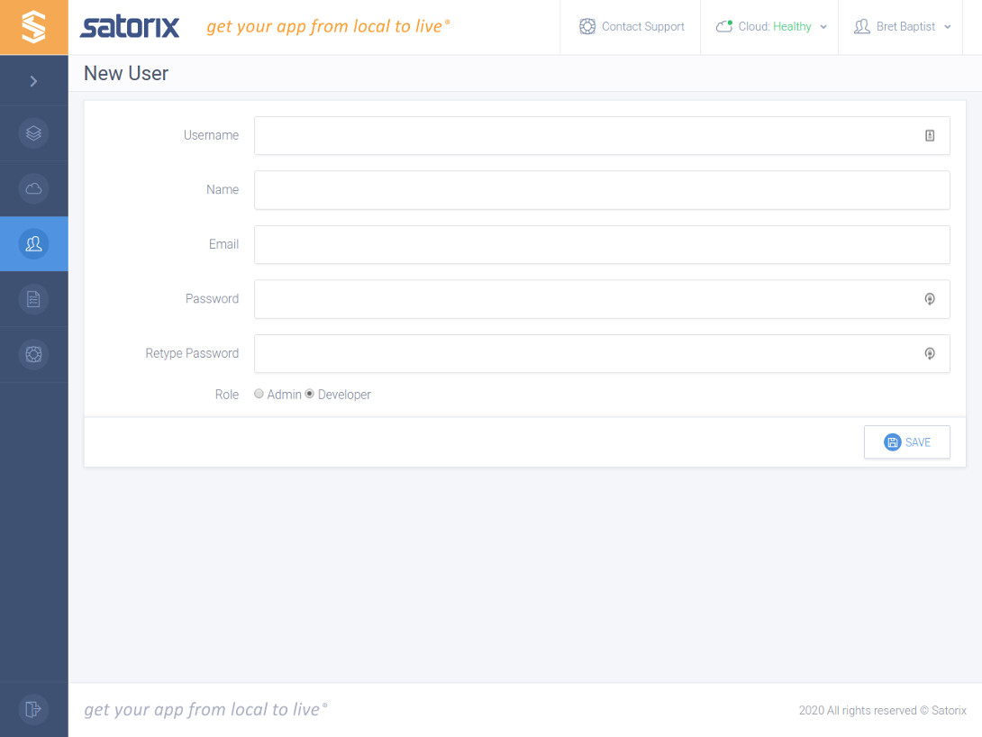 Satorix User Add Page