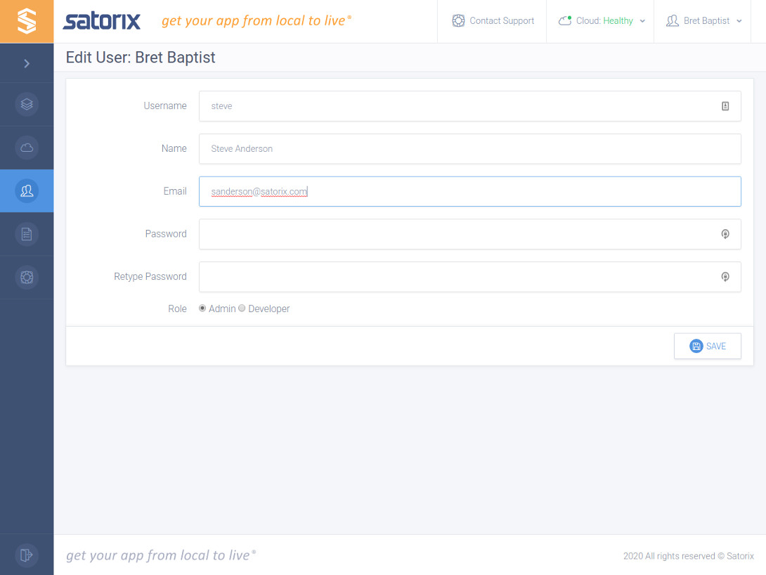 Satorix User Edit Page